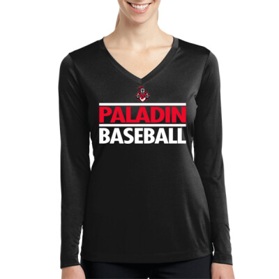Baseball Ladies Drifit Long Sleeve Vneck   Thumbnail
