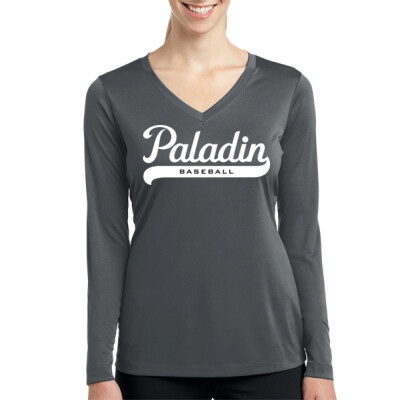 Baseball Ladies Drifit Long Sleeve Vneck   Thumbnail