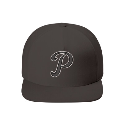5 Panel Flatbill Snapback - Embroidered 3D Black P Thumbnail