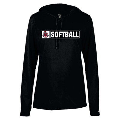 Ladies Competitor Hooded Pullover - Horiz Softball Thumbnail